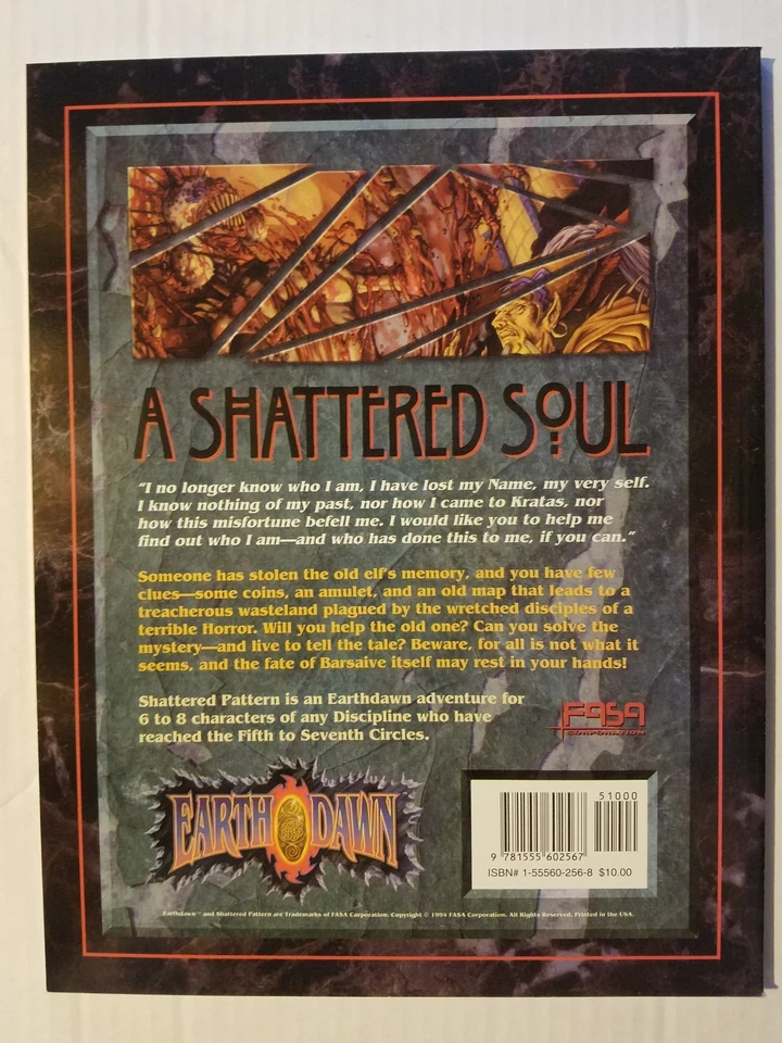 Earthdawn Shattered Pattern Adventure RPG Roleplaying Game SC Book FASA 6305 NEW - Image 2 of 2