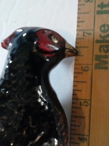 Black & Gold Pheasant Figurine Vintage MCM Decor Ceramic - Picture 6 of 6