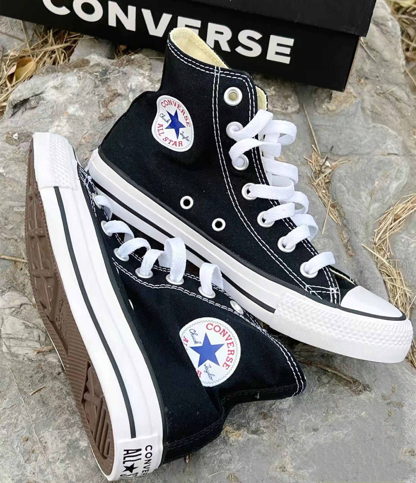 Converse All Star Black High Top WOMENS u0026 MENS Canvas Trainers Shoes UK  FAST | eBay