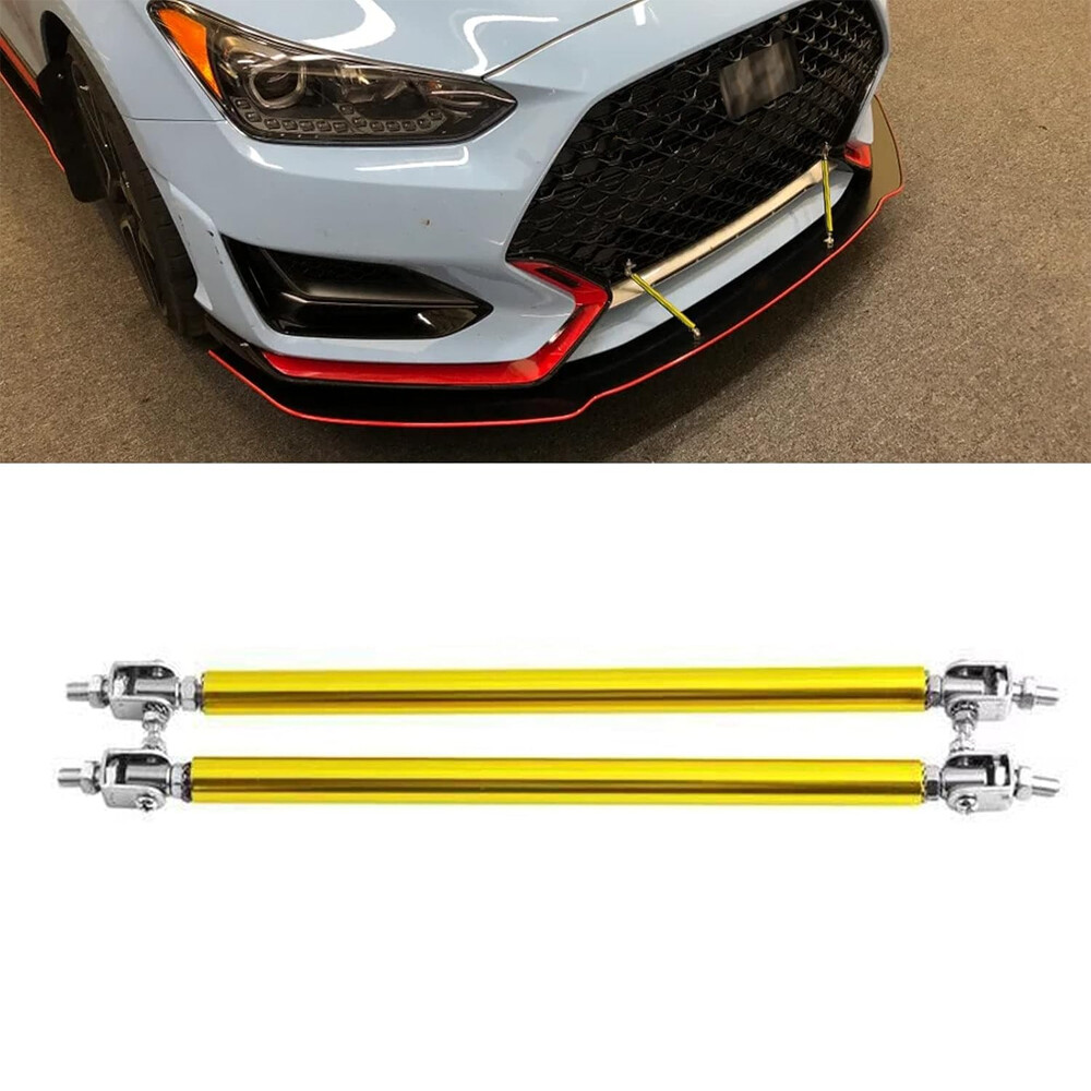 2pcs Adjustable Gold Bumper Lip Splitter Spoiler Strut Support Bar Tie Rod