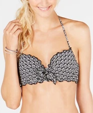 Sundazed 262096 Women Ava Printed Ruffled Bow Underwire Bikini Top Size 32C