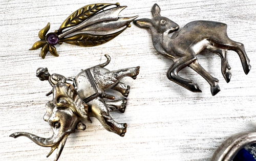 Lotto 15 spille pendenti vintage spille clip argento metallo placcato oro - Foto 7 di 20