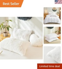 Soft and Fluffy 26"x20" White Faux Fur Pillow Covers  2-Pack for Cozy D cor