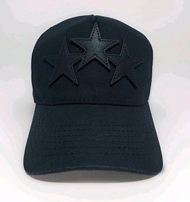 Amiri 3 Star Trucker Hat Triple Black Leather Snapback Mesh Baseball Cap 