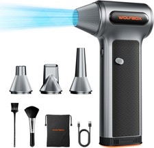 WOLFBOX MF200 Compressed Air Duster w/Removable Battery 4 Nozzles Mini Blower
