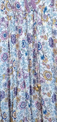 Robe maxi femme Bebop L fleurie taille élastique manches courtes mouchetée boho hippie - Photo 3/7