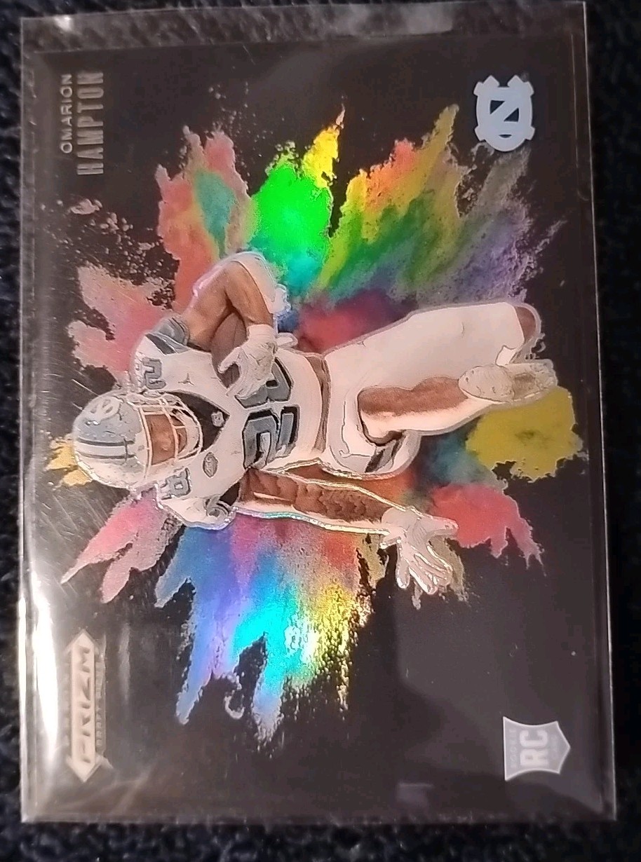 2025 Prizm Draft Picks Omarion Hampton Black COLORBLAST Horizontal Case Hit SSP