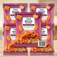 5 X Tesco Bacon Rashers Snacks Savoury & Crunchy Crisps Baked Multipack