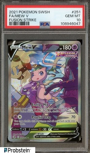 2021 Pokemon SWSH Fusion Strike #251 FA Mew V PSA 10 GEM MINT