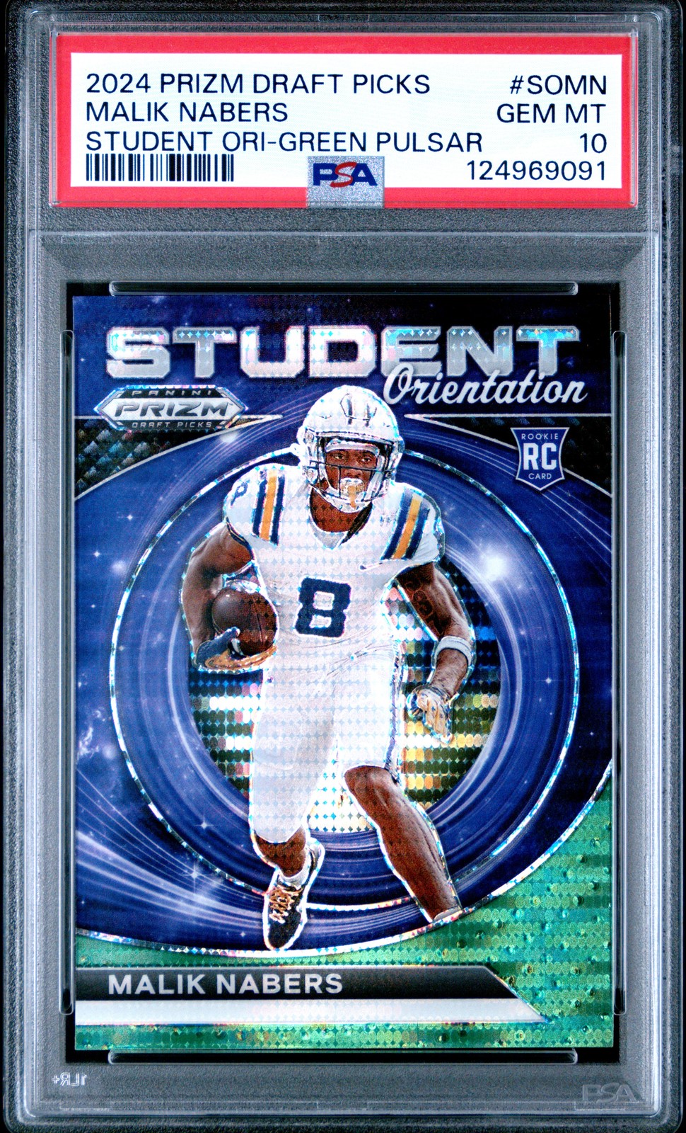 Malik Nabers Panini Prizm Draft Picks Student Orientation #SOMN Green Pulsar