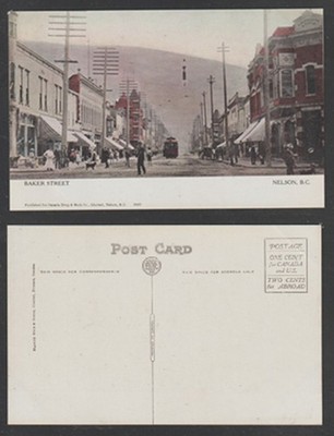 Postcard NELSON B. C. Market Street published for CANADIAN DRUG & BOOK CO LTD