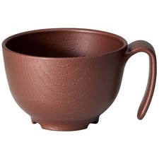 Skater Rice Bowl, 370ml, Easy to Hold, with Handle, Wood Grain Brown Plastic Han