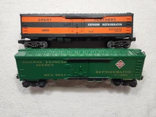 Lionel 6-9863 Railway Express REA & 6-19505 Great Northern Woodside Reefers USED