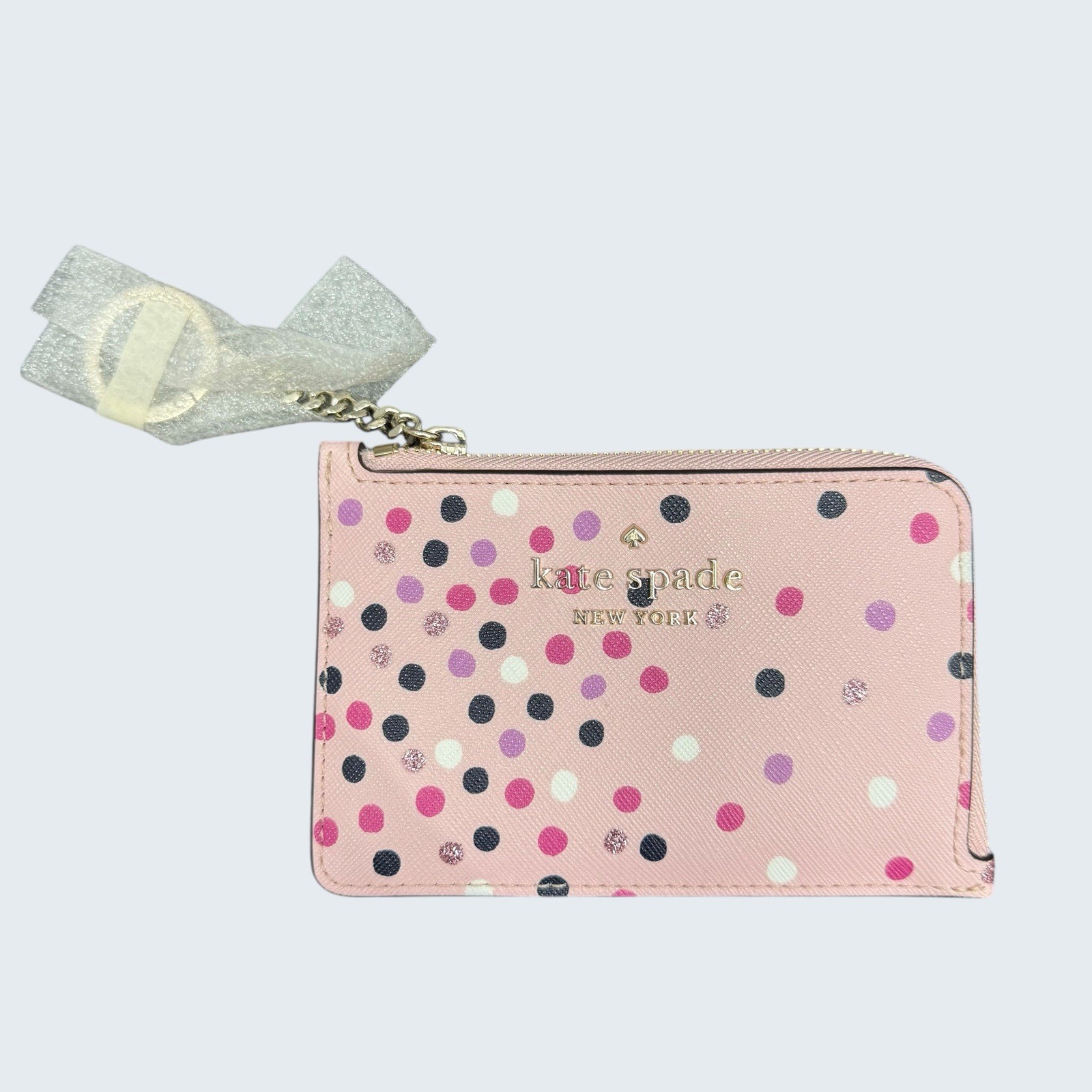 Kate Spade Staci Festive Confetti Medium L-Zip Card Holder Pink NWT thumbnail 2