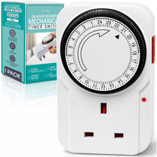 24 HOUR TIMER CLOCK SOCKET UK 3PIN MAINS PLUG IN TIMER SWITCH MECHANICAL