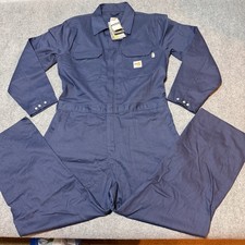 NEW Carhartt Coverall Mens Large Short Blue Twill Flame Resistant NFPA Compliant