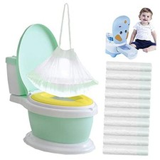 100 Pack Potty Chair Liners Disposable,Drawstring Training Toilet Seat Green