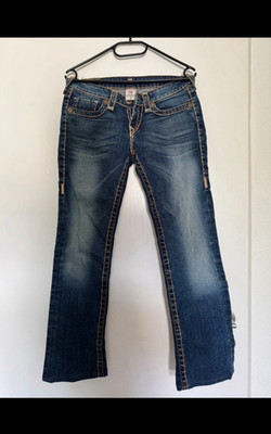 True Religion Damen Jeans Bootcut Blau Denim Gr. 28 Schrittlänge 80cm