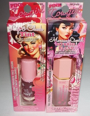 2 NIB NEW IONI COSMETICS Hybrid Blush Shiloh Brown & Lips Cheek Tint Bonnie Pink