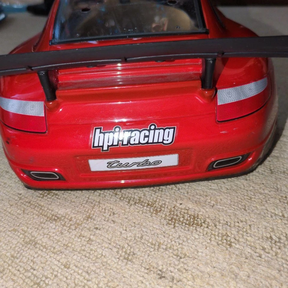 Carrozzeria auto HPI Racing Porsche 911 Turbo 1/10 RC usata rossa con ala: JPN - Immagine 3 di 4
