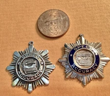 2 UNIVERSAL TYPEWRITER TYPING SPEED ACCURACY AWARDS - 1921  STERLING & BRONZE