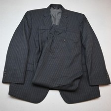 Jos A Bank 48R 40x32 Gray Striped 100 Wool Executive Mens Jacket Pants Suit