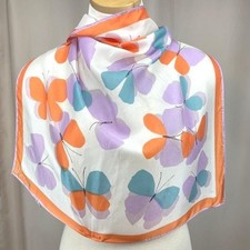 VTG VERA NEUMANN Watercolor Butterfly MCM Scarf Square 22" Handkerchief Japan