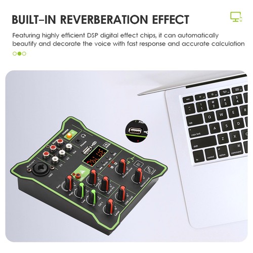 5 Channel Audio Mixer USB Interface 48V Phantom Power Reverb Bluetooth for DJ - Picture 10 of 10