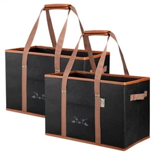 Set of 2, Large Reusable Grocery Shopping Bags,Collapsible,Heavy Duty Tote, B...
