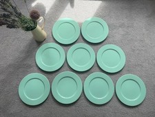 Bright Aqua Blue Pagnossin Treviso Ironstone Dinner Plates / Chargers x 9