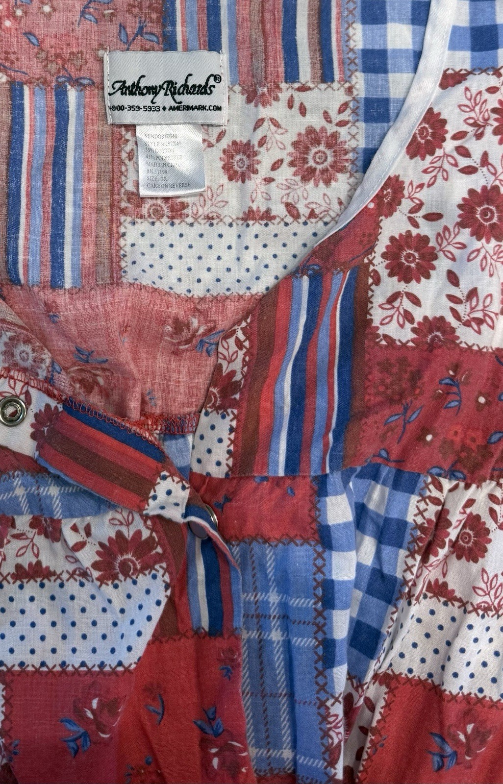 Y2K  Patchwork Pattern Art Smock Snaps Anthony Ri… - image 10