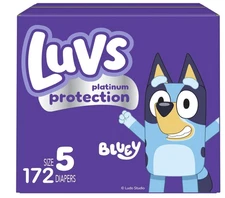 172 Count Luvs Diapers - Size 5, Bluey Disposable Baby Diapers