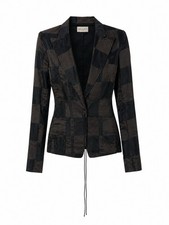 Dries Van Noten Linen Silk Jacket 36 Small Black Leather Tie Waist Belgium