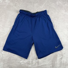 Nike Dri-Fit Training Shorts Men's Blue Mesh Pockets Drawstring Logo Size S