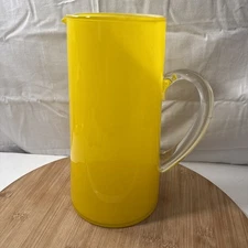 Decorative Glass Yellow water pitcher/vase with handle