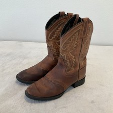 YOUNG MENS BOOTS OLD WEST BROWN BOOTS SIZE 3 