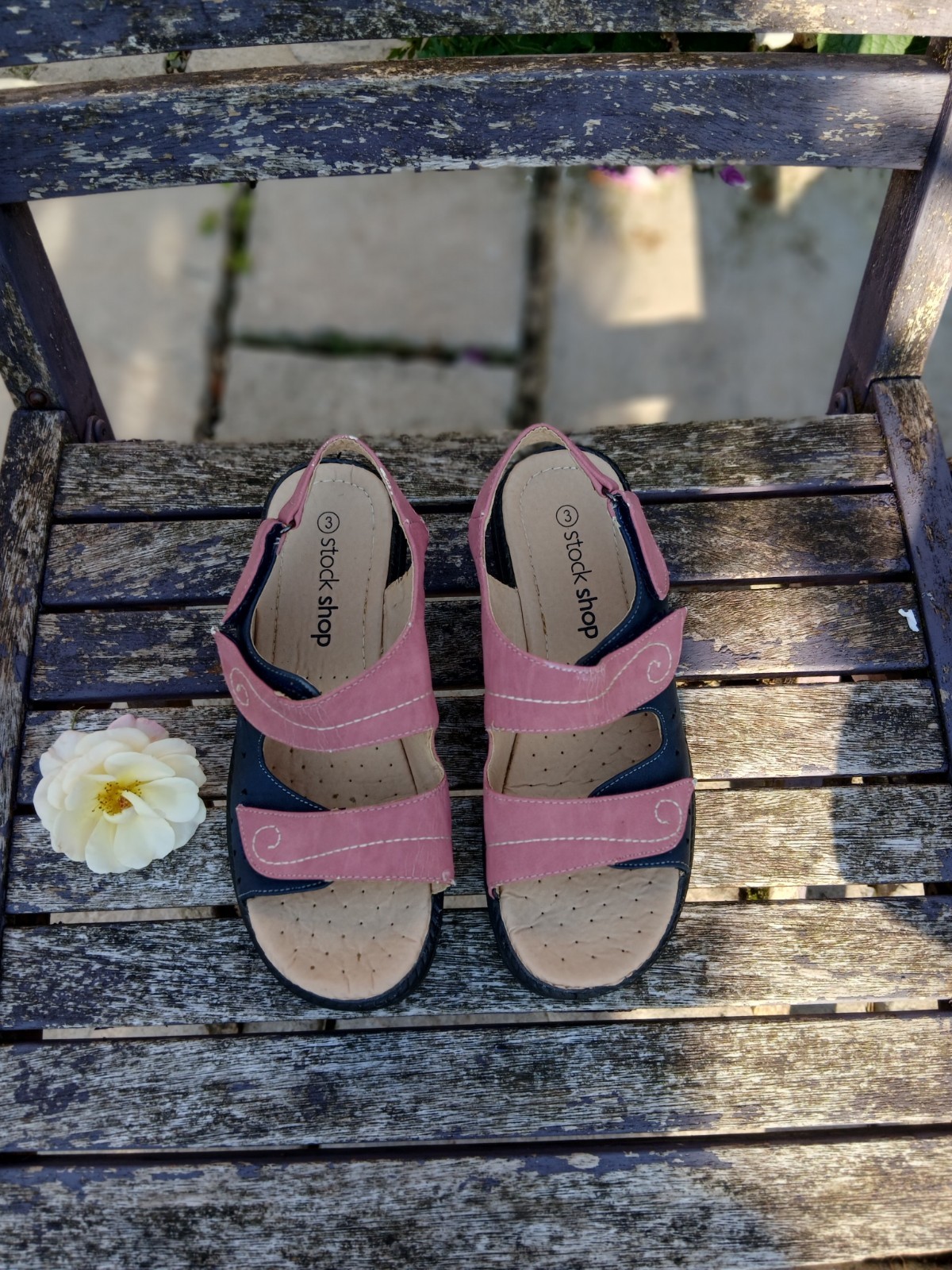 APL The STOCK SHOP Sandali donna in pelle comodi di qualità indossati una volta (vedi foto) UK 3