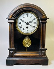 Antique 19th Century Domed Top USA Made Wooden Single Train Mantle Clock