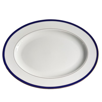 Lenox Federal Cobalt Oval Serving Platter 16 Inch Fine Bone China Gold Trim USA