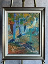 Original Modern Impressionist / Abstract Woodland Landscape Painting Unsigned