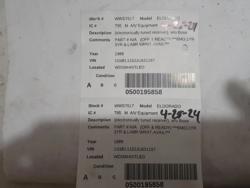 Equipo de audio receptor sintonizado electrónicamente compatible con 86-88 ELDORADO 1348159 Foto 2 de 2