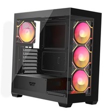 DS900 ATX Mid Tower PC Case, 270 Panoramic Dual Tempered Glass, 4 PWM ARGB