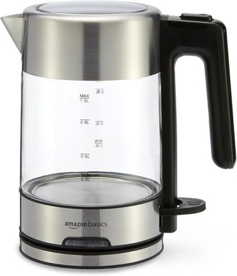 Basics Electric Kettle with Glass Carafe for Tea and Coffee, Bpa-Free 1.1 Quarts