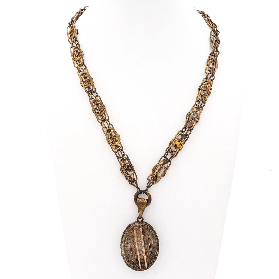 Antiguo collar medallón de luto victoriano lleno de oro Foto 2 de 4