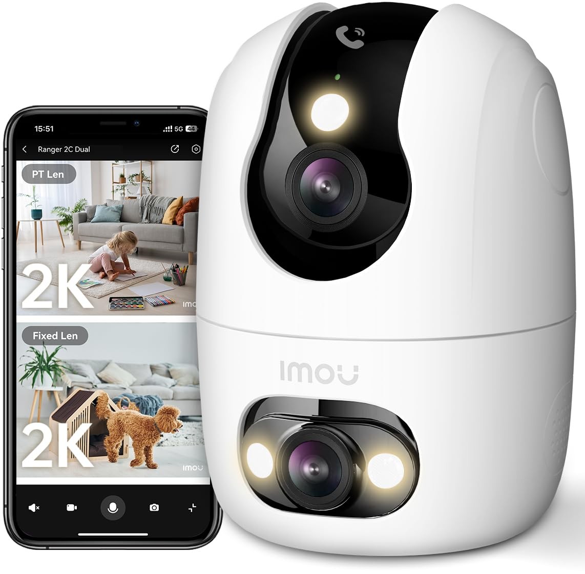 Telecamera Design Interno 3K 6MP Doppio Obiettivo WiFi 360 PTZ Smart
