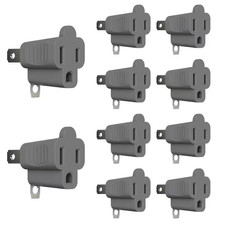 15Amp 125-Volt 2-Prong to 3-Prong Single Outlet Grounding Adapter Plug, Gray 10