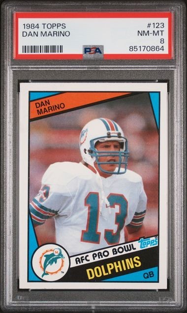 1984 Topps DAN MARINO #123 ROOKIE RC Dolphins HOF - PSA 8 NM-MT