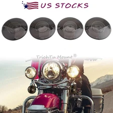 Smoked Turn Signal Light Flat Lens Covers For Harley Electra Glide Motorcycle