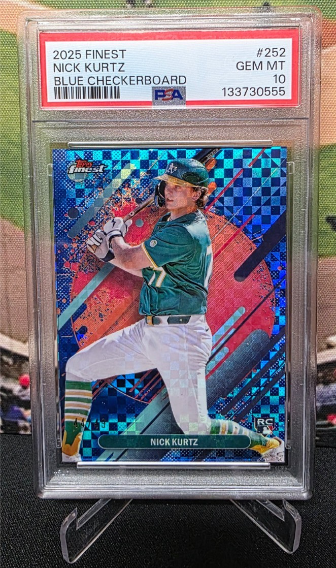 2025 Topps Finest - Rare Nick Kurtz #252 Blue Checkerboard Refractor /49 (RC)