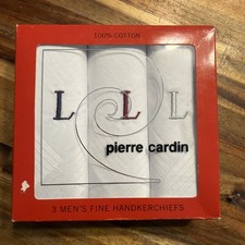 Pierre Cardin Men  s Handkerchiefs 100 Cotton Set of 3 Boxed New